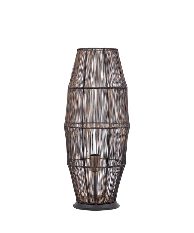 Meilo Black iron wired floor lamp gold inside smal