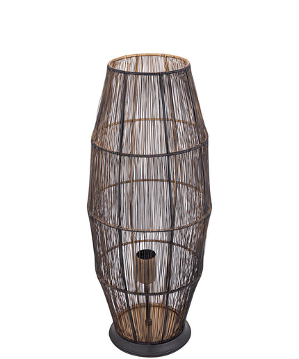 Meilo Black iron wired floor lamp gold inside smal