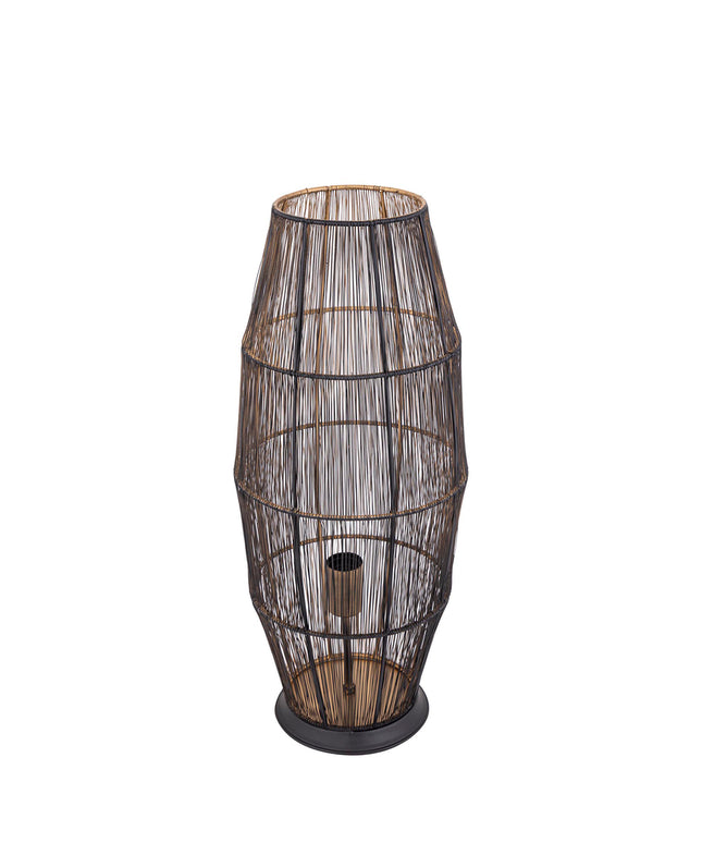 Meilo Black iron wired floor lamp gold inside smal