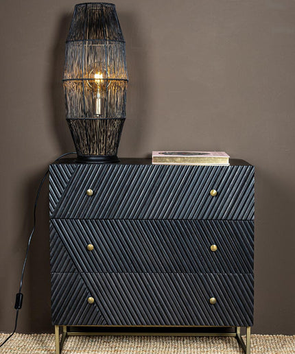 Meilo Black iron wired floor lamp gold inside smal