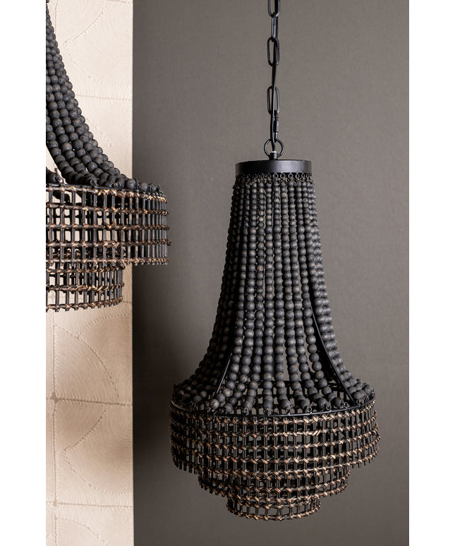 Merdy Grey metal hanging lamp beads round high