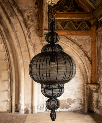 Merri Black iron hanging lamp drop design