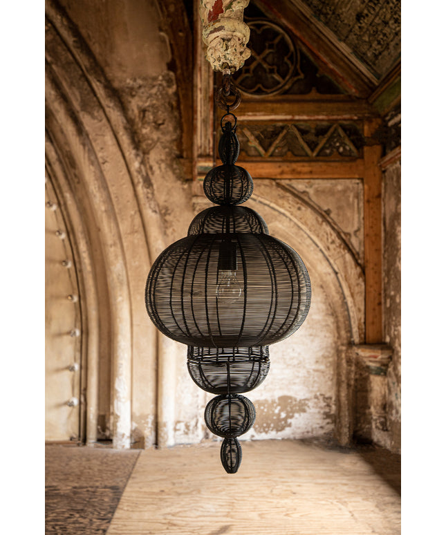 Merri Black iron hanging lamp drop design