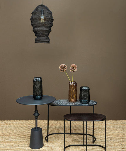 Miko Black iron wired hanging lamp see through L