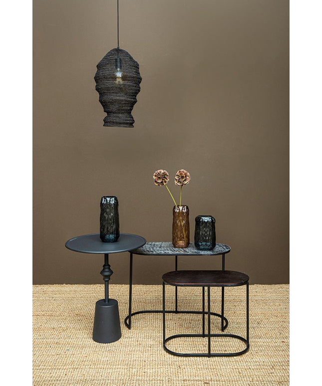 Miko Black iron wired hanging lamp see through L