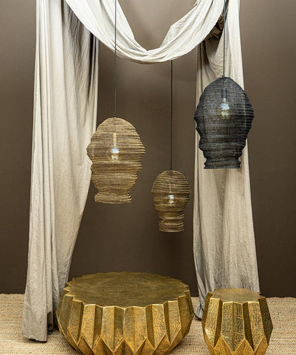Miko Black iron wired hanging lamp see through L