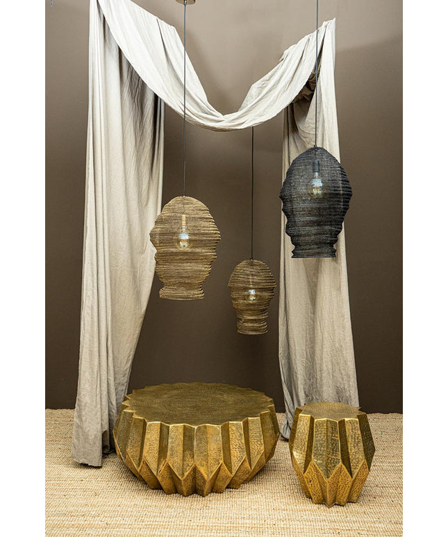 Miko Black iron wired hanging lamp see through L