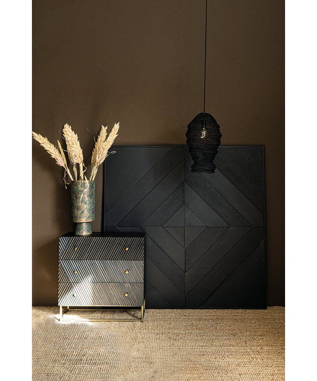 Miko Black iron wired hanging lamp see through L