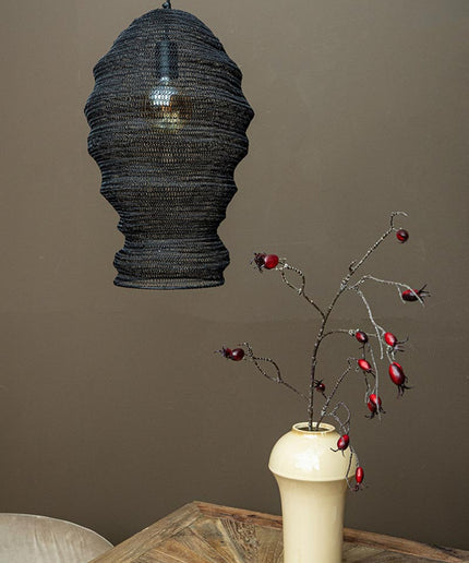 Miko Black iron wired hanging lamp see through L