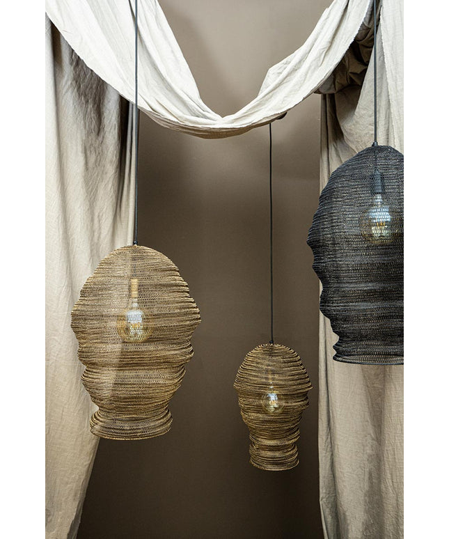 Miko Black iron wired hanging lamp see through L