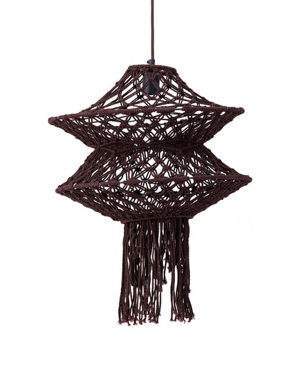 Milley Brown cotton macrame hanging lamp 2 layers