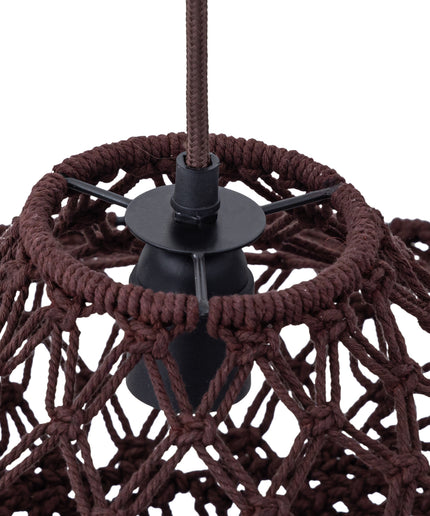 Milley Brown cotton macrame hanging lamp 2 layers