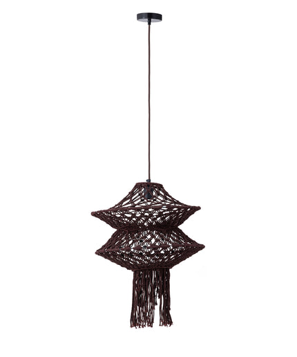 Milley Brown cotton macrame hanging lamp 2 layers