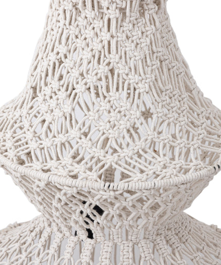 Milley Cream cotton macrame hanging lamp 6 layers