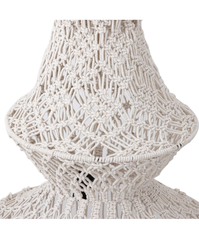 Milley Cream cotton macrame hanging lamp 6 layers