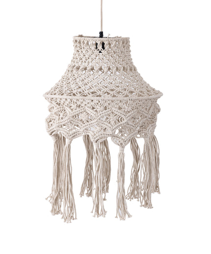 Milley Cream cotton macrame hanging lamp round