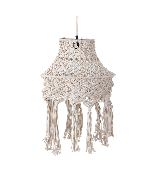 Milley Cream cotton macrame hanging lamp round