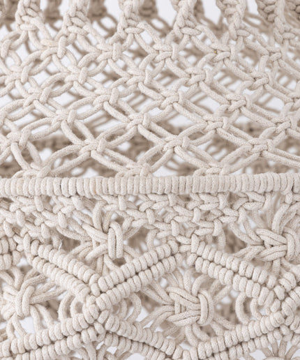 Milley Cream cotton macrame hanging lamp round