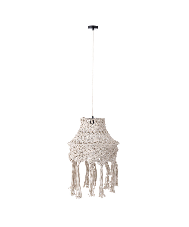 Milley Cream cotton macrame hanging lamp round