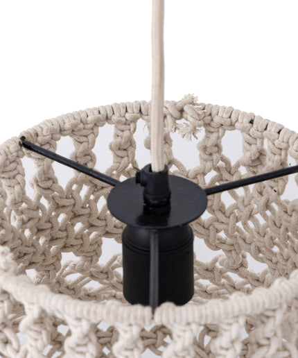 Milley Cream cotton macrame hanging lamp round