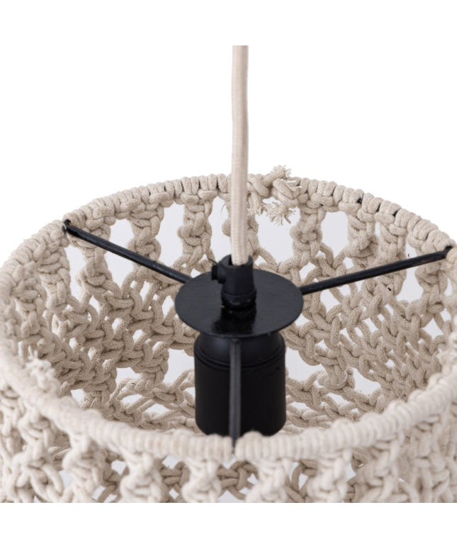 Milley Cream cotton macrame hanging lamp round