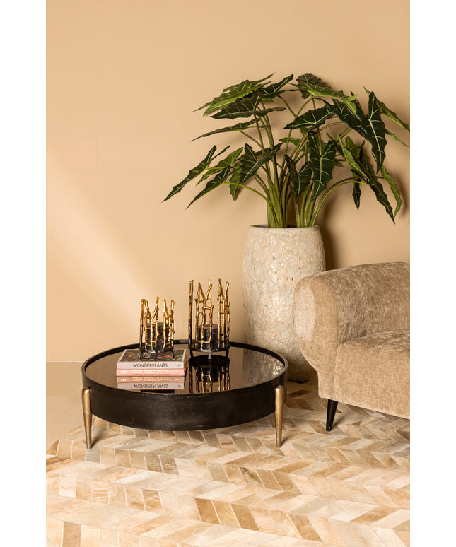 Mirror Alu oxidised black coffee table round