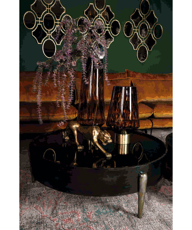 Mirror Alu oxidised black coffee table round
