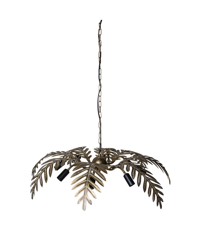 PTMD Moira Goud hanglamp met palm bladeren