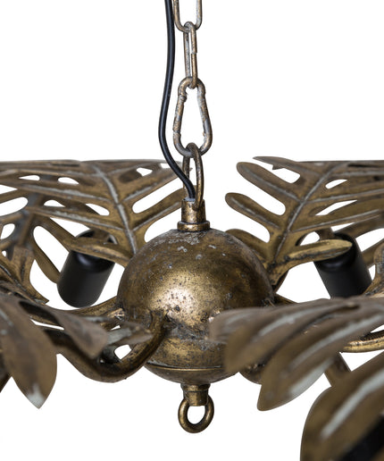 PTMD Moira Goud hanglamp met palm bladeren