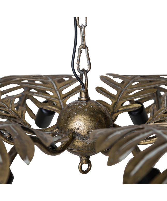 PTMD Moira Goud hanglamp met palm bladeren