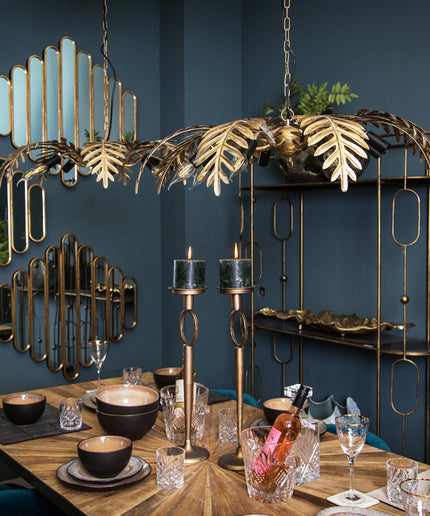 PTMD Moira Goud hanglamp met palm bladeren