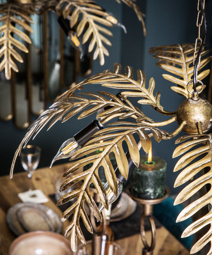 PTMD Moira Goud hanglamp met palm bladeren
