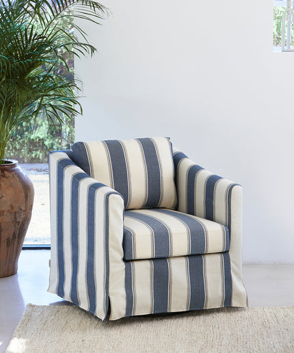 Moretta Swivel Armchair Blue Stripe