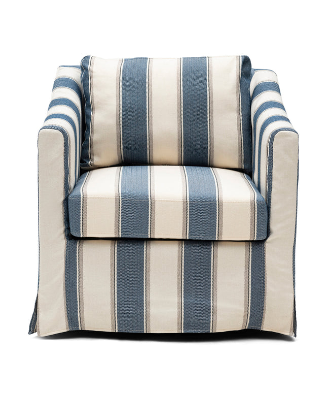 Moretta Swivel Armchair Blue Stripe