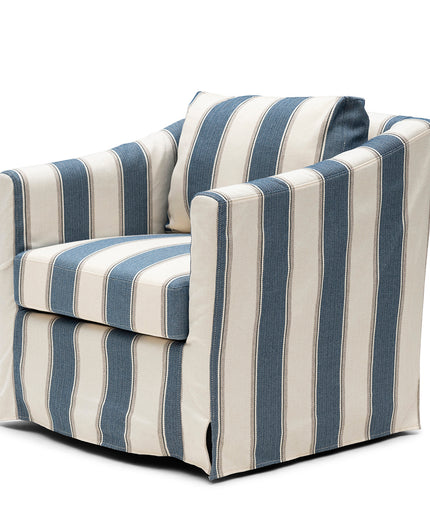 Moretta Swivel Armchair Blue Stripe