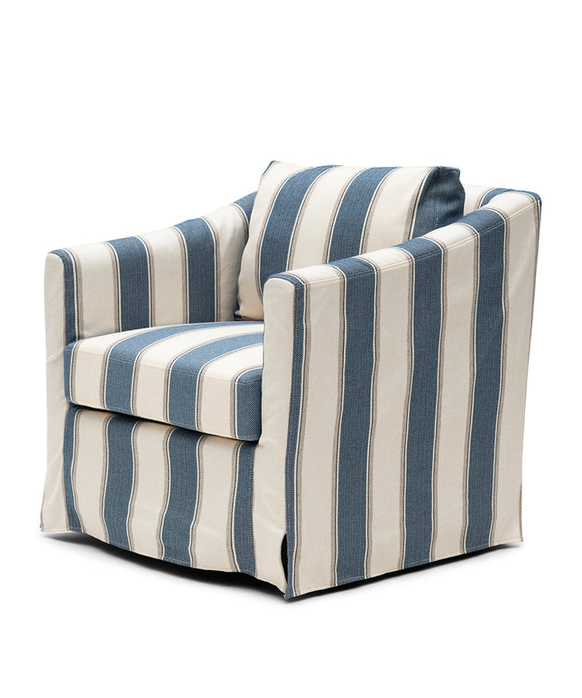 Moretta Swivel Armchair Blue Stripe