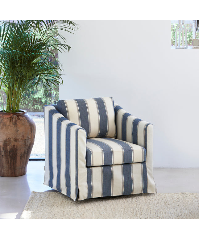 Moretta Swivel Armchair Blue Stripe