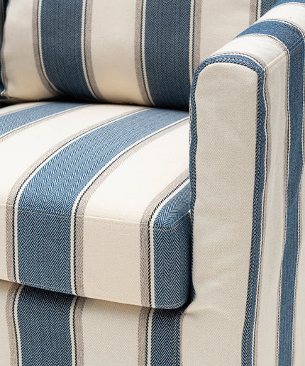 Moretta Swivel Armchair Blue Stripe