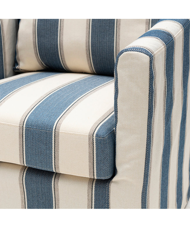 Moretta Swivel Armchair Blue Stripe