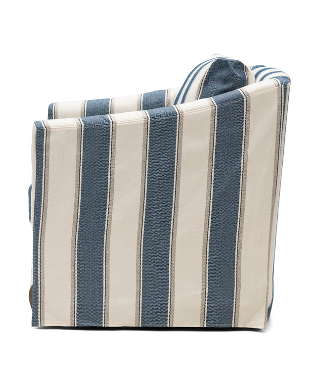 Moretta Swivel Armchair Blue Stripe