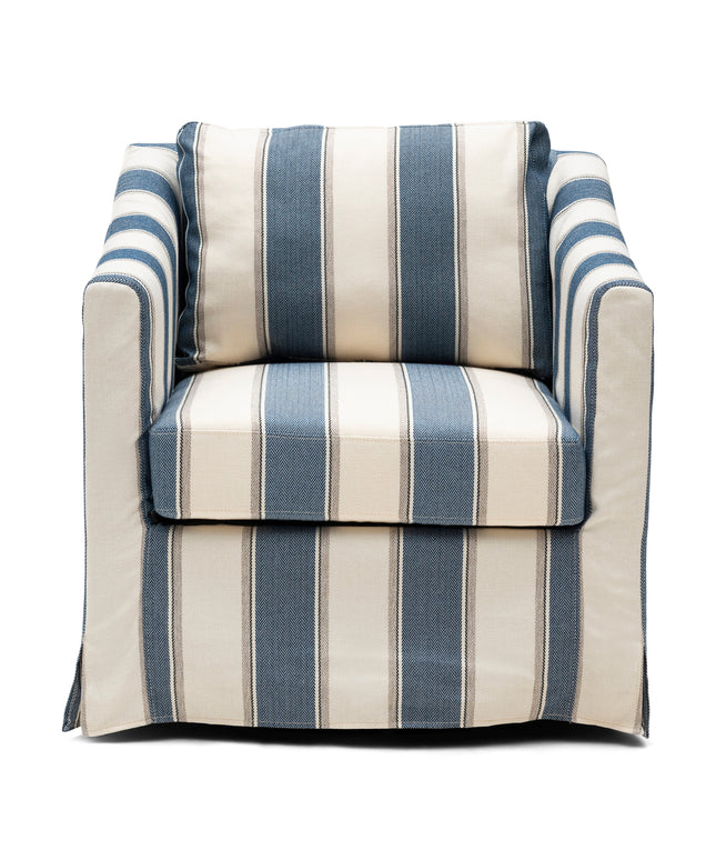 Moretta Swivel Armchair Blue Stripe