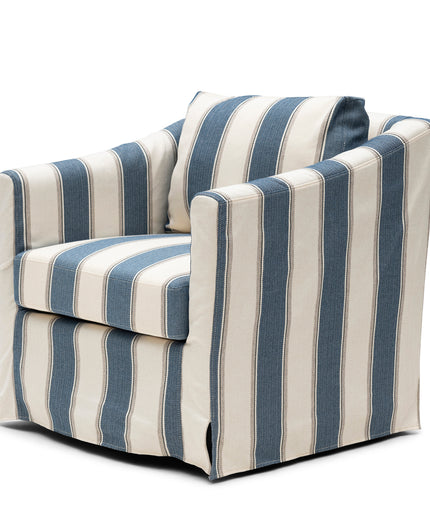 Moretta Swivel Armchair Blue Stripe