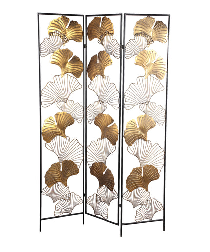 Nadesh Gold metal roomdivider ginkgo leafs rect