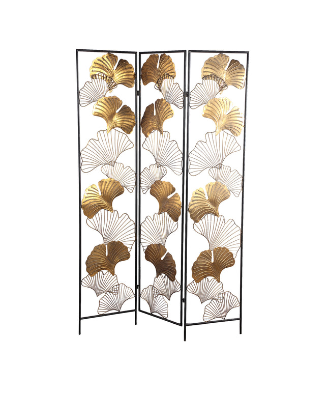 Nadesh Gold metal roomdivider ginkgo leafs rect