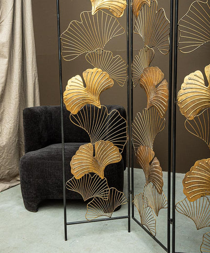 Nadesh Gold metal roomdivider ginkgo leafs rect