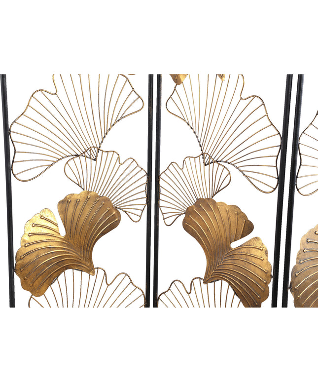 Nadesh Gold metal roomdivider ginkgo leafs rect