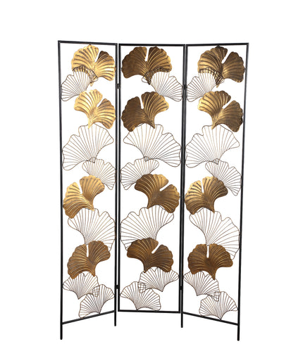 Nadesh Gold metal roomdivider ginkgo leafs rect