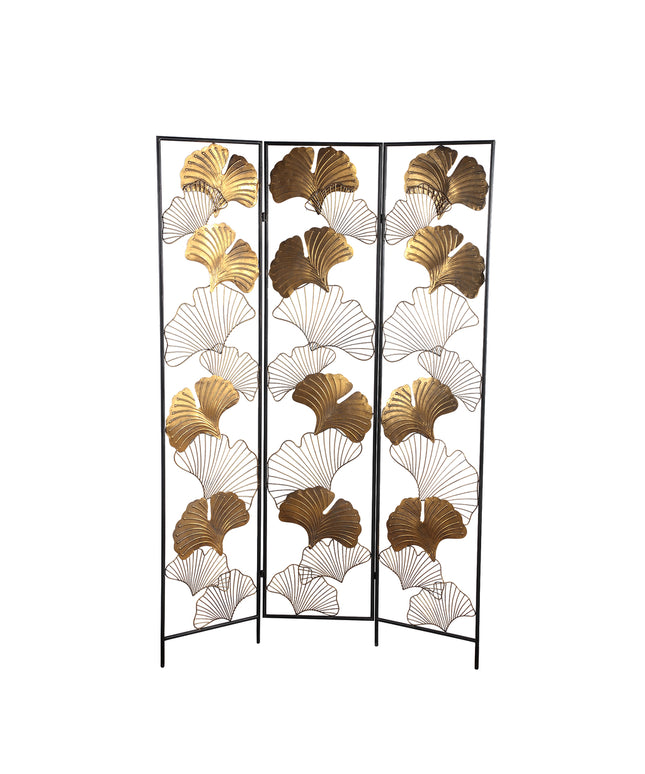 Nadesh Gold metal roomdivider ginkgo leafs rect