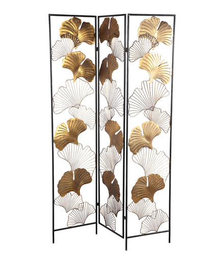 Nadesh Gold metal roomdivider ginkgo leafs rect