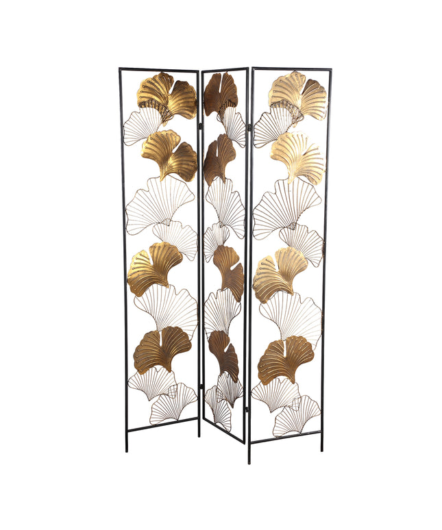 Nadesh Gold metal roomdivider ginkgo leafs rect